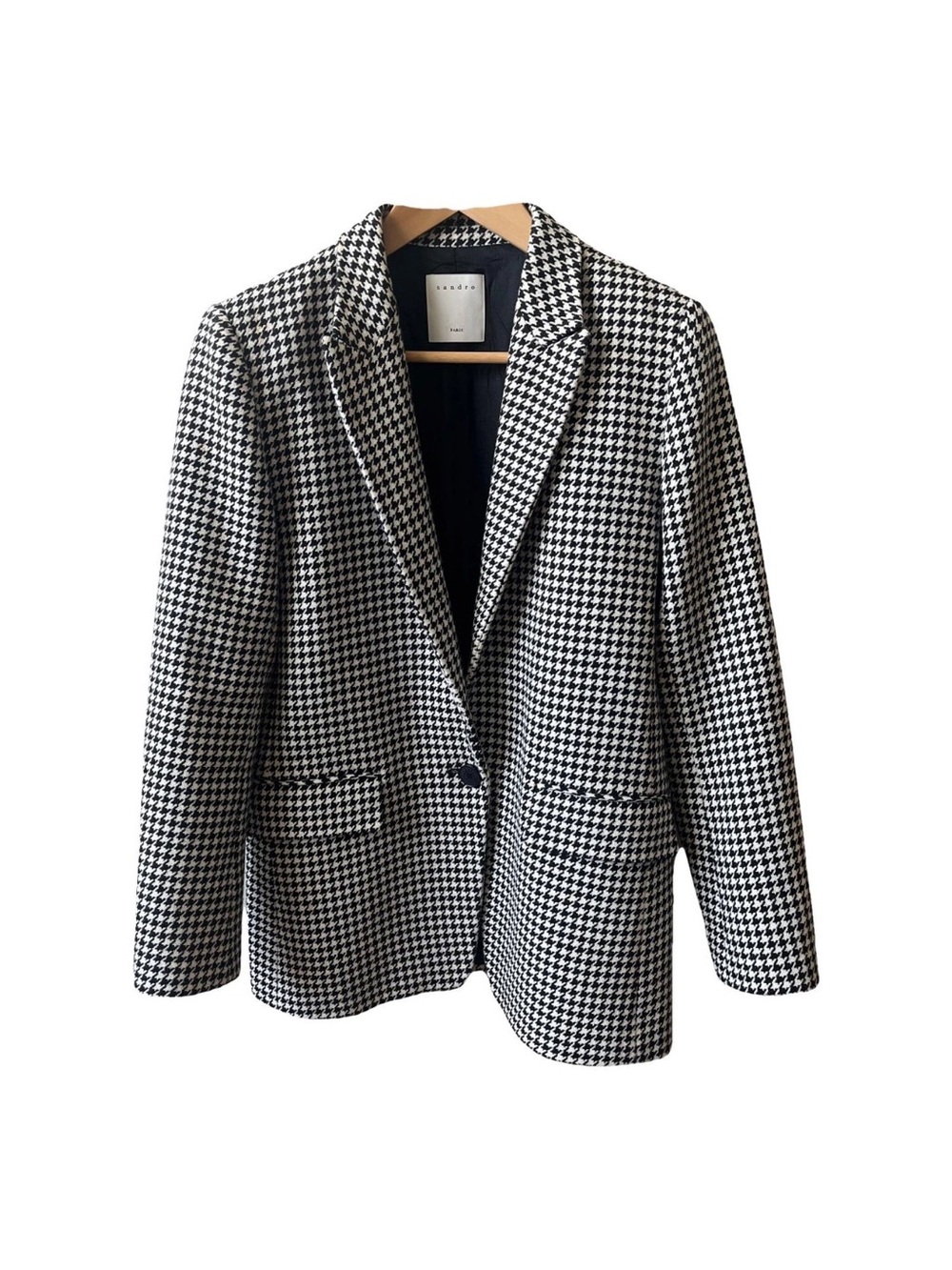 Sandro Houndstooth Blazer Jacket/blazer - Black & White size 38